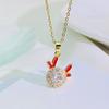 Cadena clavicular año de nacimiento rojo celebridad de internet Zodíaco collar de dragón giratorio anillo femenino aretes de botón traje de dragón giratorio
