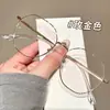 Gafas Graduadas Súper Ligeras de Alambre Dorado para Hombre Pique Guapo Refinado Canalla Montura Cuadrada Negocio Anti Luz Azul Lentes Planos Mismo Estilo Wang Hedi