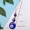 Larga Cadena de Cuentas de Cristal Blanco con Ojo Turco Azul y Colgante de Mariposa para Coche, Decoración de Pared