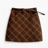 Falda de Lana a Cuadros Retro para Mujer 2026 Otoño/Invierno Cintura Alta Línea A Adelgazante Versátil Elegante Falda Corta