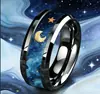 Anillo de estrella y luna de acero de titanio, anillo de cielo estrellado de acero inoxidable para hombre, estilo de pareja transfronterizo europeo y americano, accesorio de moda único y moderno