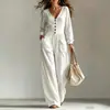 2026 Site independente transfronteiriço europeu e americano Amazon outono e inverno novo macacão casual de moda com bolso e gola V de manga comprida para mulheres