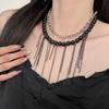 Exquisita Cadena de Clavícula de Doble Capa con Borla de Perlas de Estilo Frío Moda Lujo Ligero Nivel Alto Sexy Chica Picante Nicho Collar