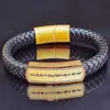 Nuevo Pulsera Tai Sui con Cierre Magnético, Pulsera de Cuero para Hombres, Pulsera de Acero de Titanio con Grabado Budista, Chapado Eléctrico, No se Desvanece