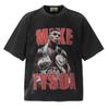 Retrato Vintage Impressão Americana High Street Lavagem Pesada Casal Idoso Solto Verão Manga Curta Camiseta Marca Tendência Masculina