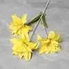 Flor Artificial Flor de Casamento Lírio de Três Ramos Solitário Decoração de Salão de Casamento Arranjo de Flores para Corredor Floral Arranjo Floral Flor Decorativa