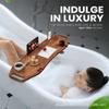 Bandeja Premium para Bañera Tamaño Grande Caoba Soporte de Pie Ajustable Instalar Sin Herramientas