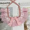 Gola falsa de renda com laço estilo coreano para pet, babador de renda, acessório xadrez para cachorro, babador para gato, cachecol para buldogue francês