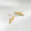 Pendientes de Ojo de Oveja en Forma de Línea de Alto Nivel Chapados en Oro de 14 Quilates que Conservan el Color, Accesorios para Pendientes Hechos a Mano para Pegar Perlas DIY, Materiales