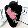 Patch de Tecido Bordado com Lantejoulas de Flor Vermelha Resistente para Inverno Estilo Étnico Flor Estéreo Multicamadas Decoração para Camisa de Vestido