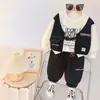 Conjunto de Roupa Outono Inverno 2026 Meninos Crianças Moletom com Colete Falso Primavera Outono Novo Conjunto de Duas Peças Bebê Roupas Infantis Tendência