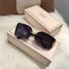 2024 nuevas gafas de sol sin montura con borde marrón vintage para mujer, personalidad, protector solar, montura grande, gafas de sol Y2K, anti-ultravioleta-