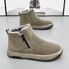 Botas de Nieve de Invierno Transfronterizas Zapatos para Hombre Piel Una Sola Pieza Media Caña Engrosadas Forradas de Felpa Exteriores Antideslizantes Conservación del Calor Zapatos de Dos Algodones para Hombre