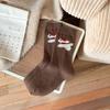 Calcetines de Cachorro Lindo de Dibujos Animados Estilo Japonés para Mujer Otoño e Invierno Calcetines Gruesos Cálidos de Lana de Media Caña con Zapatos Birkenstock Calcetines de Estudiante