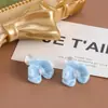 Aretes de Clip para Oreja con Esmalte Azul Goteante Flor Floreciente Zircón Disco para Mosquiteros Pendientes Elegantes de Viajero de Nicho Exquisitos y Versátiles