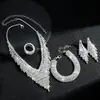 Elegante Lujoso, Exquisito Brillante Pedrería Borla Collar, Pulsera, Aretes y Anillo Juego de Cuatro Piezas Nupcial