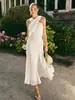 Sitio Independiente de Amazon Ropa para Mujer Europea y Americana Color Sólido Chifón Cinta Ajustado Vestido Sin Tirantes Moda Sin Mangas Mujer 8164