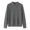 Camisa polo para hombre, otoño e invierno, manga corta, Tencel, casual de negocios, versátil, top de punto Lyocell, estilo camiseta
