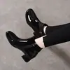 Botines de punta redonda, Botas Martin para mujer, Otoño e Invierno 2026, Hebilla cuadrada, Pedrería, Tacón grueso, Botas de cuero para mujer, Forro de felpa, Zapatos de algodón cálidos, Botas de algodón