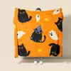 Manta de Franela con Estampado de Fantasmas Lindos Halloween Otoño Invierno Engrosada Cálida Manta para Siesta Cubierta de Sofá Personalizada