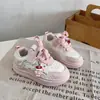 Zapatillas infantiles, nuevo modelo de otoño, estilo princesa rosa, zapatos casuales de suela blanda, diseño de gatito de dibujos animados, zapatillas de velcro para niñas