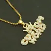 Joyas nuevas creativas transfronterizas para hombre, dominante, corona, costura completa de diamantes, letra, marca militar, accesorios de collar con colgante