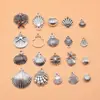 Conjunto de 20 Pequenos Pingentes e Acessórios de Concha de Prata Antiga, 20 Estilos, 1 de Cada, cerca de 27g por Conjunto