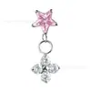 Versátil Colgante de Diamante en Forma de Estrella, Colgante de Circonita de Estrella de Cinco Puntas Multicolor Flor de Ciruelo, Accesorios Universales para Aretes y Joyería de Perforación