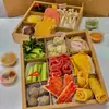 Caja de Picnic de Nueve Compartimentos para Salidas de Primavera, Camping, Barbacoas al Aire Libre, Sushi, Caja de Embalaje para Llevar de Papel Kraft de Moda