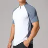 Camiseta delgada de verano para correr, con paneles, de secado rápido, corte ajustado, con media cremallera, ceñida, de manga corta, para deportes, ropa de bádminton