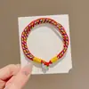 Pulsera de Cuerda Colorida del Festival del Bote del Dragón Estilo Étnico Brocado Song Tejida a Mano Colgante de Borla Hilo de Cinco Colores Joyería de Mano para Adultos