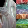 Tecido de organza vestido de verão cor mágica a laser acessórios de decoração de mangas compridas roupas leves tecido de designer