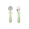 Colher de Silicone com Cabo Curto Aço Inoxidável 304 Aprendendo a Comer Treinamento Bebê Criança Infantil Comida Complementar Colher para Comer Utensílios de Mesa Alimentação