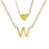 Collar de acero inoxidable de doble capa con cadena de corazón dorado, estilo sencillo y moderno, para mujer.