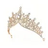 Tiara de Coroa de Noiva Transfronteiriça Estilo Europeu e Americano Barroco Coroa Luxuosa de Liga Metálica Acessórios para Vestido de Festa de Princesa