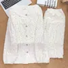 Nuevo conjunto de pijama para mujer estilo coreano, de manga larga, pierna larga, con encaje bonito y dulces estampados florales, pijama tipo cárdigan para mujer