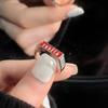 Anillo abierto con goteo de aceite rojo para el año de nacimiento, estilo frío, personalidad de alta calidad, anillo apilado de moda que combina con todo para mujeres