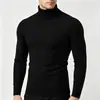 Suéter de Cuello Alto para Hombre 2026 Otoño Invierno Color Sólido Corte Ajustado Talla Grande Manga Larga Jersey de Punto Casual Cálido Capa Base