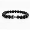 Aliexpress Mais Vendido Pulseira de Contas de Pedra Vulcânica Haltere de Metal Pulseira de Contas de Buda Joias de Contas Pulseira da Moda