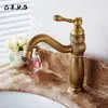 Grifo antiguo de cobre macizo estilo europeo, grifo de lavabo de cobre macizo para agua fría y caliente, grifo de lavabo bajo encimera estilo europeo, retro, giratorio para champú