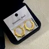 Brincos de Aço Inoxidável Martelado Assimétrico Geométrico de Venda Quente Transfronteiriça Brincos de Pressão de Óleo Simples e Versáteis Banhados a Ouro 18K
