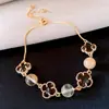 Pulseira de pérolas de zircônia banhada a ouro genuíno, pulseira elegante da moda, pulseira versátil retrô de luxo leve de alta qualidade para mulheres