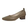 Novidade Primavera e Verão 2025 Sapatos de Salto Baixo, Simples Elegantes e Femininos, Couro Macio, Sapatilhas com Biqueira Não Abrasiva, Sapatos de Salto Baixo e Salto Alto