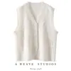 25 Años de Nuevos Estilos Otoño e Invierno, Chaleco Cardigan Tejido de Cachemir con Cuello en V, Jacquard Hueco de Diseño Holgado, Chaleco sin Mangas