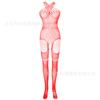 Lencería Sexy Tentación Sexy Cuello Colgante Hueco Entrepierna Abierta Transparente Una Pieza Malla Red Agujero Una Pieza Medias de Red w436