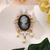 Broche de Cabeça de Beleza Vintage Cameo Pingente de Franja Pérola Broche de Vestido Acessório de Moda Transfronteiriço Broche de Franja