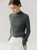 Suéter de malha de cashmere com gola semi-alta, 100% cashmere, espesso, para outono e inverno, feminino, design listrado emagrecedor
