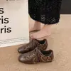 Zapatos Planos de Cuero para Mujer, Modelo 2026, de Encaje, de Moda y Versátiles para Otoño, en Stock, Estampado de Leopardo, Nuevos Zapatos Planos Retro Marrones de Punta Cuadrada