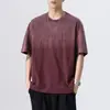 Camiseta de manga corta con estampado degradado pesado estilo americano para hombre, nuevo modelo 2026, corte holgado, camiseta fina de verano, tendencia al por mayor