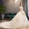 Comercio Exterior Fabricante de Vestidos de Novia 2026 Novia Hombros Descubiertos Largo hasta el Suelo Simple Princesa Soñador con Cola Europeo y Americano Amazon